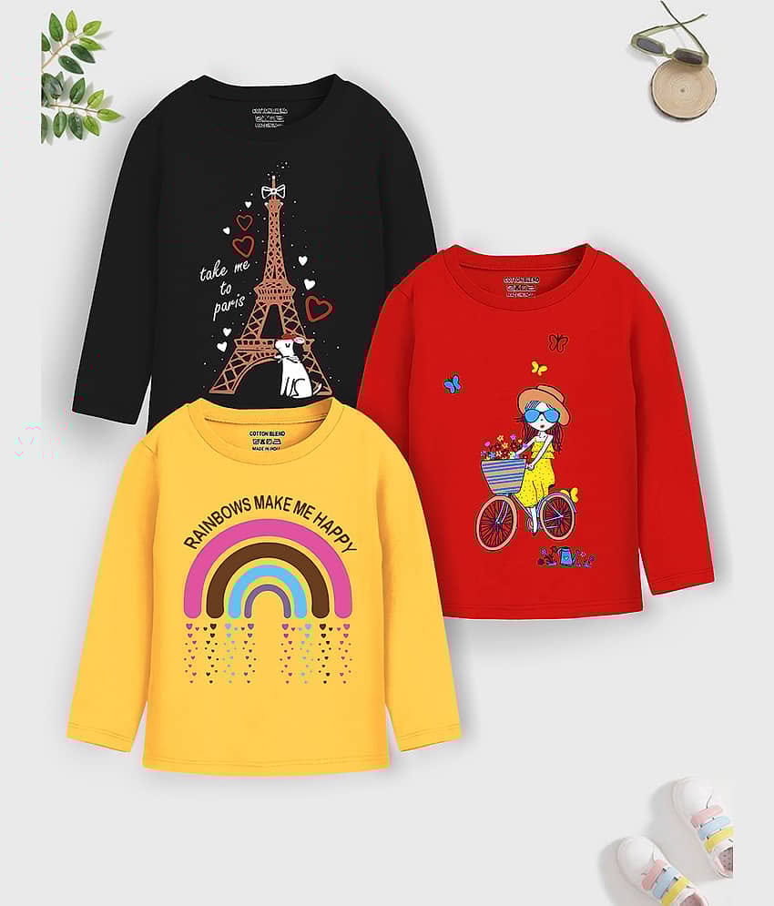 Trampoline Pack of 3 Girls Cotton T-Shirt ( Multicolor3 )