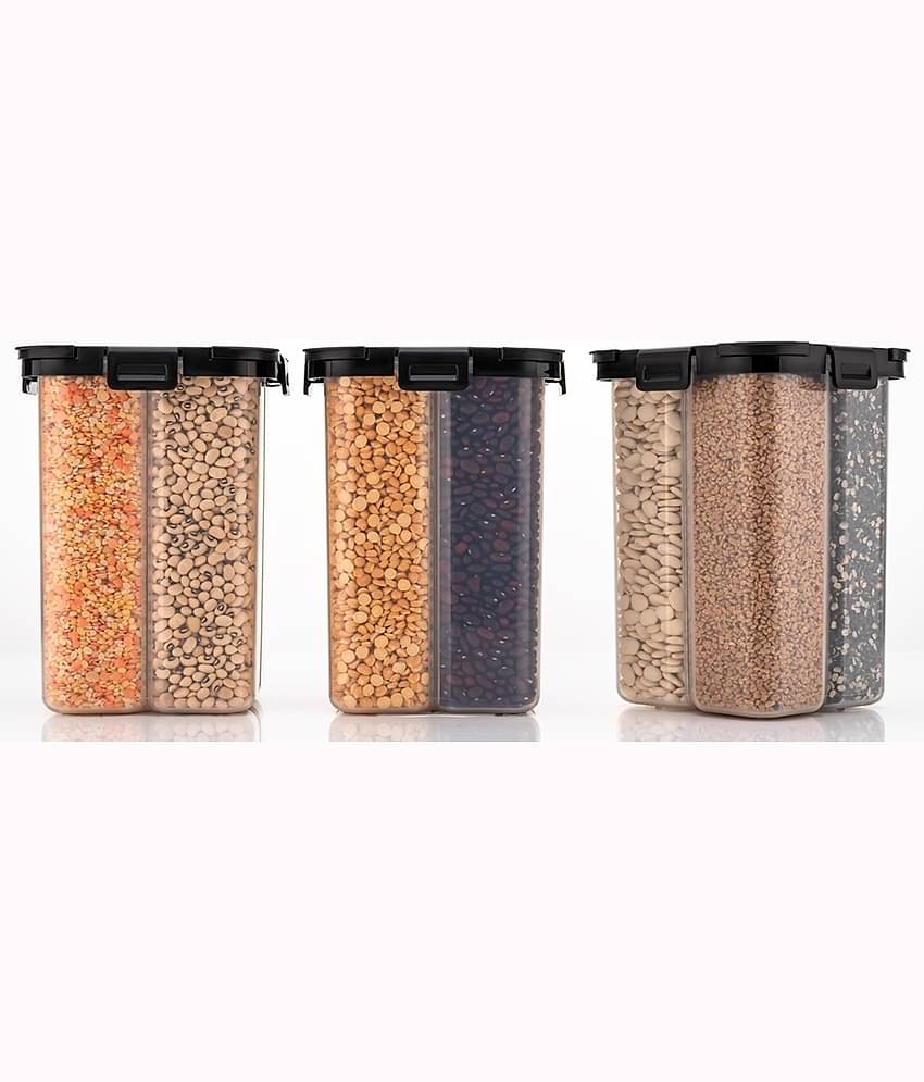 iview kitchenware Dal/Pasta/Grocery Plastic Black Dal Container ( Set of 3 )