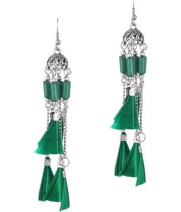 Darshini Designs - Green Tassel Earrings ( Pack of 1 )
