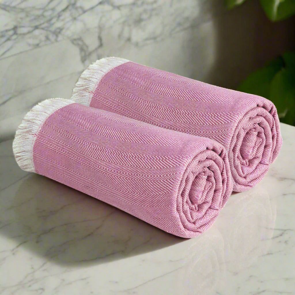 Heelium Bamboo Turkish Bath Towel - Set of 2-Peach | Peach