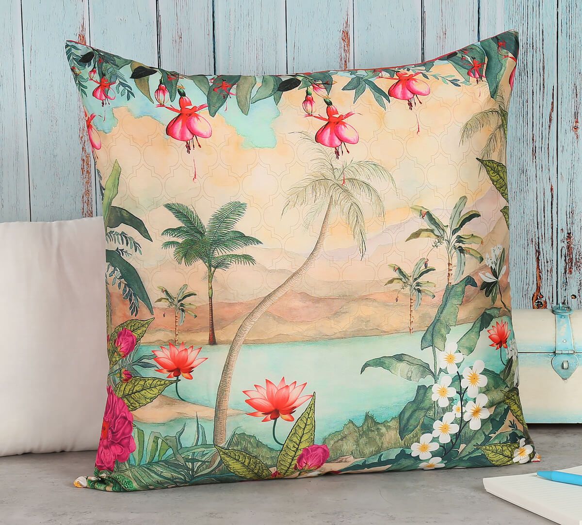 India Circus Oriental Jibe - Blended Taf Silk Cushion Cover - 16 X 16 Inch