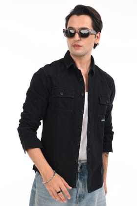 Midnight Black Frontier Classic Denim Shirt-M / Black