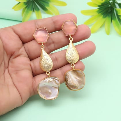 Rosy Pink Color Amrapali Earrings-Earring Length: 7.00 CM x Width: 2.50 CM / Pink / Brass With Good Quality Gold Plated