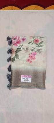 Light Biscuit and Pink Fancy Saree by Venkat Lakshmi Cloth Business