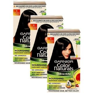 Garnier Naturals Cream Hair Color, Natural Black - Pack Of 3 (75ml)