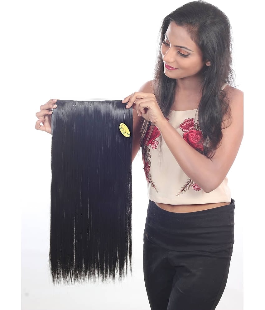RITZKART Clip In Hair Extension Natural Black 25 inch long