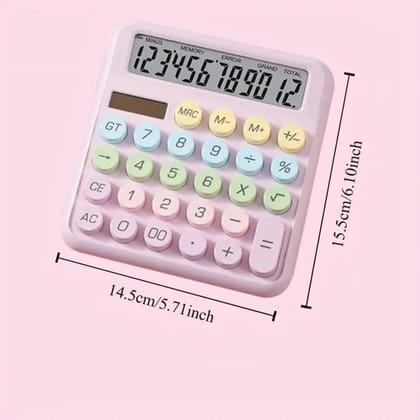 Colorful Candy Basic Calculator | 12-Digit Large LCD Display with Sugar Cube Buttons | Cute & Functional for Office, School, Home & Business | Color - Ice-Cream | (1 Pc), White