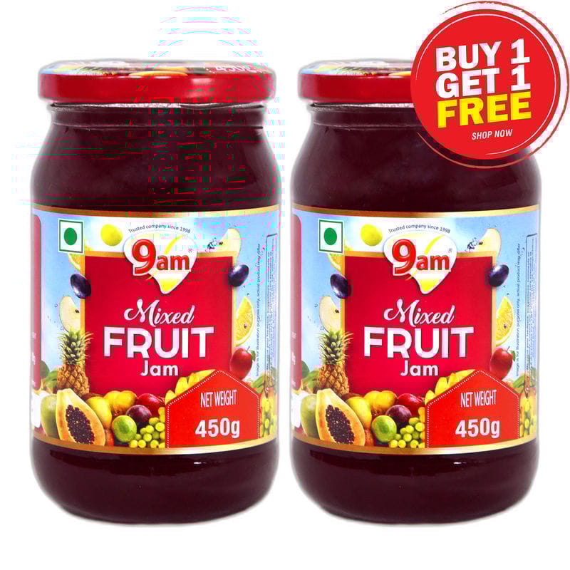 9am Mixed Fruit Jam, 450 gm - Buy 1 Get 1 Free