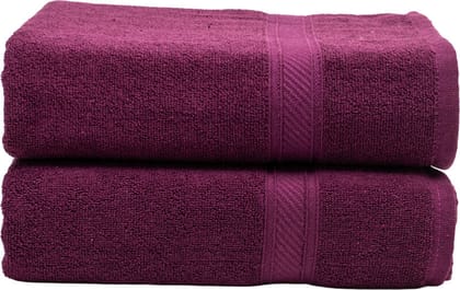 Furnofy Cotton 450 GSM Bath Towel Magenta (Pack Of 2)