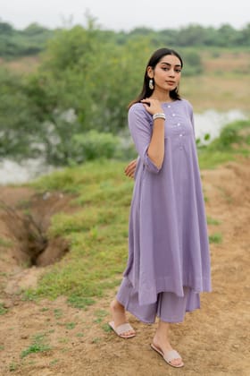 Pale Purple Kurta Set-XL