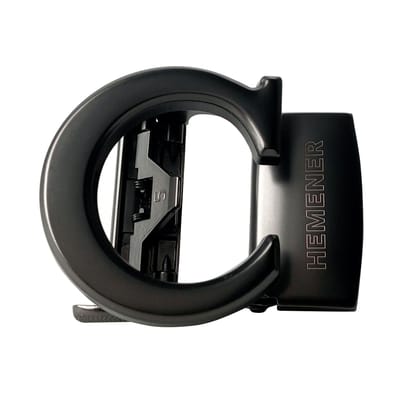 Hemener Men C Letter Metal Auto Grip Black Glossy Buckle-BLACK GLOSSY