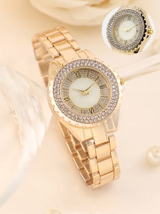 The Crystalized Roman Round Watch - California Gold-Watches