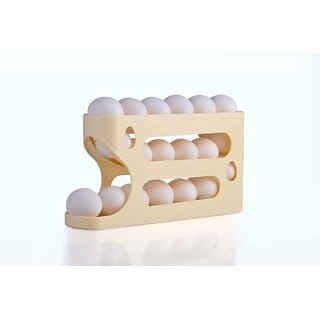 Rolling Egg lemon Dispenser For 18-24 Eggs, Space-Saving And Durable Storage Solution With Gravity three Layer Plastic