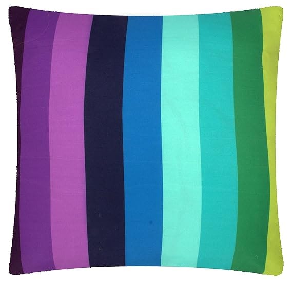 KOKO Home Multi Stripe Color Polyester 16x16 Inch (40x40 cm) Zipper Square Cushion Covers for Sofas - Stylish, Durable, and Easy to Clean (Set of 5)
