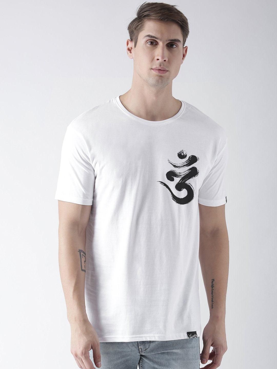 Men's Half Sleeve OMM-TRISHUL Printed T-Shirt-WHITE / Medium / 100% Bio Wash Cotton