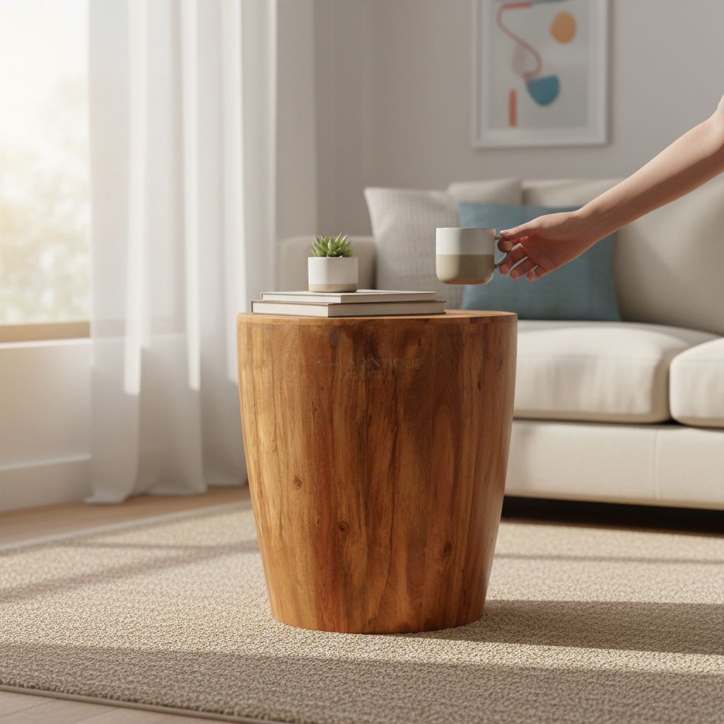 Wooden Round Side Table-Indian Coffee Table