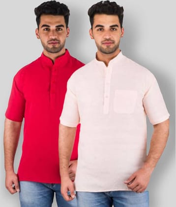 DESHBANDHU DBK - Multicolor Cotton Men's Shirt Style Kurta ( Pack of 2 )