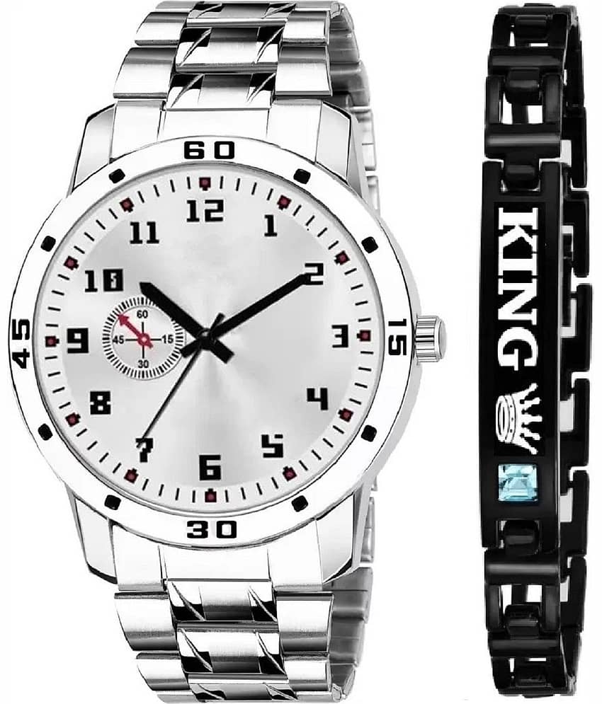 Shivark Silver Stainless Steel Analog Men's Watch