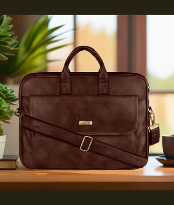 Lorem Brown Faux Leather Office Bag