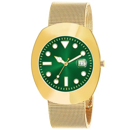 Gold Intermesh Steel Strap Analog Watch for Men LR140