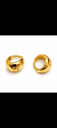 Classic Gold Plated Huggie Hoop Earrings for Women | Smooth Polished Finish | Daily Wear & Parties