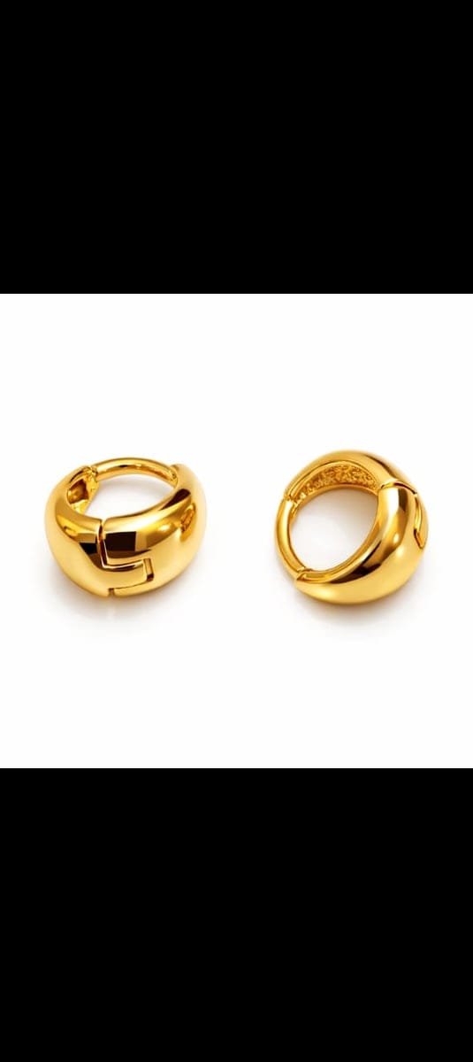Classic Gold Plated Huggie Hoop Earrings for Women | Smooth Polished Finish | Daily Wear & Parties