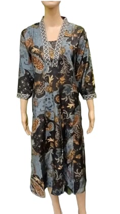 Black & Grey Cambric Cotton Kurti