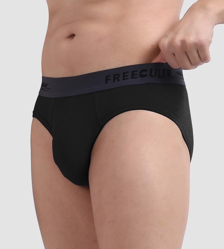 FREECULTR Men's Underwear Anti Bacterial Micromodal Airsoft Brief - Non Itch No Chaffing Sweat Proof Pack of 1-Pot Black