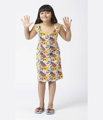 Sini Mini Cotton A-line Dress For Girls ( Pack of 1 , Yellow )