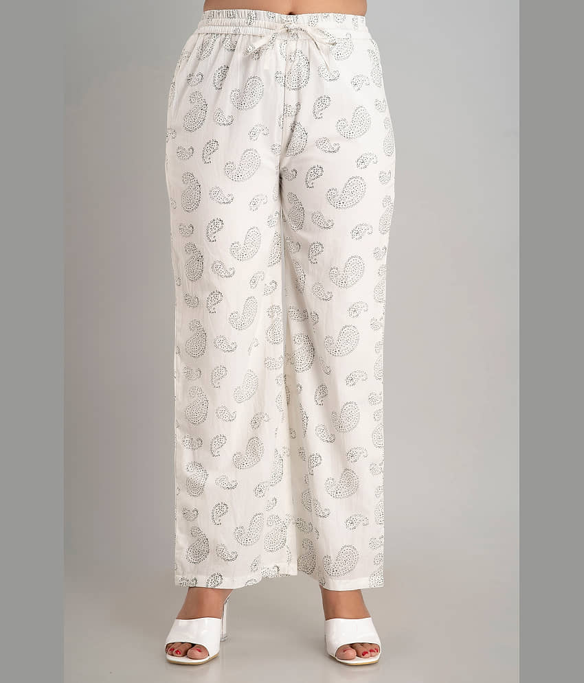 MAUKA - White Rayon Women's Palazzo ( Pack of 1 )