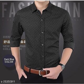 Fashlook Printed Curved Collar Regular Fit Cotton Blend Casual Maroon Shirt For Mens