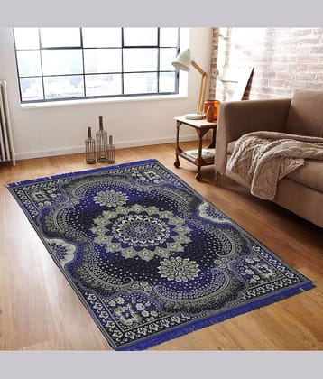 Valtellina Green Velvet Carpet Floral 4x7 Ft