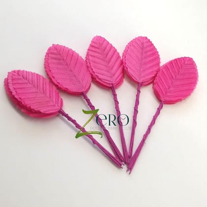 Bunch of 10 Pcs Hand Made Fabric Leaves - Red Color