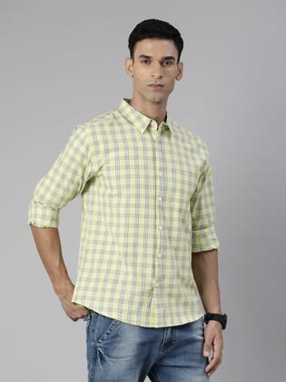 Yellow Checks Full Sleeves Shirt-44