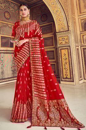 Red Woven Silk Saree