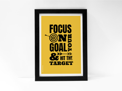 "Focus On Target" Poster – A4 Size- Motivational Theme-Yellow