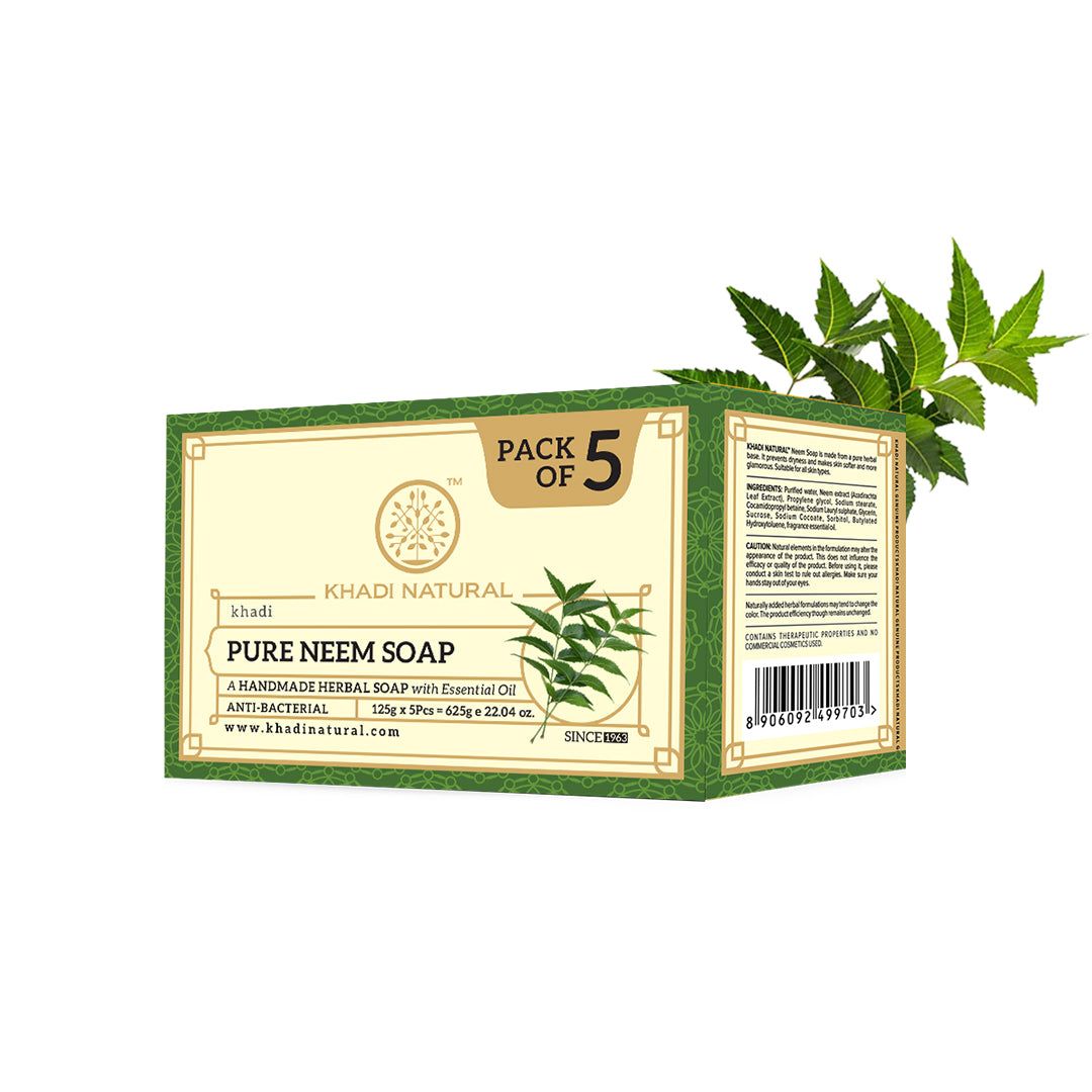 Khadi Natural Herbal Pure Neem Soap Combo Pack Of 5 – 125gm Each