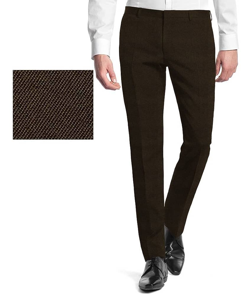 Gwalior Suitings Brown Poly Blend Unstitched Pant Pc