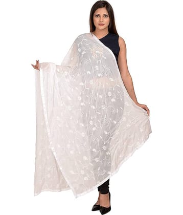 Raj White Chiffon Dupatta - Single