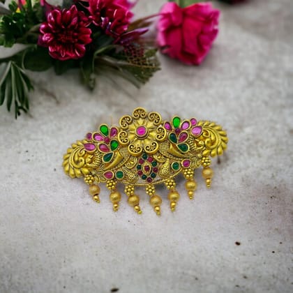Matte Gold Plated Antique Design Hair Clip/Hair Barrette