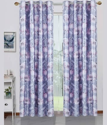 BELLA TRUE - Set of 2 Door Digital Printed Semi-Transparent Eyelet Polyester Gray Curtains ( 212 x 120 cm )