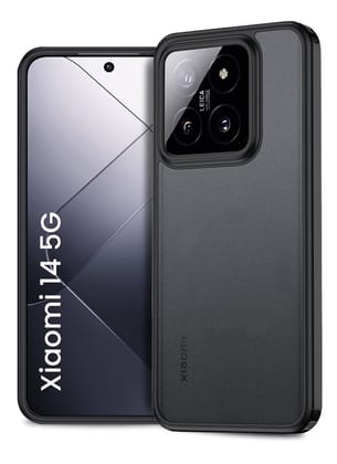 Rugged Frosted Semi Transparent PC Shock Proof Slim Back Cover for Xiaomi 14 5G, 6.36 inch, Black
