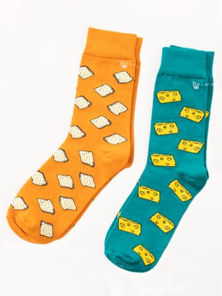 Thela Gaadi Bread & Cheese Socks (Pack of 2 Pairs)