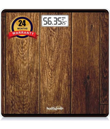 Healthgenie Digital Weight Machine Scale Glass LCD Display Rich Wood Digital Bathroom Weighing Scale