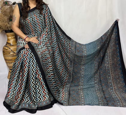 Ajrakh Print Modal Silk Style 25-Ajrakh Print