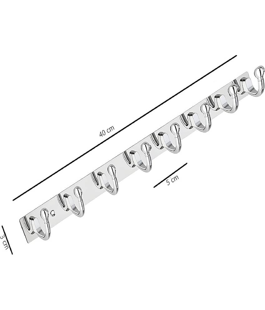 OJASS Stainless Steel & Aluminium Premium Heavy Quality - 8 PIN GOLI Cloth Hanger Bathroom Wall Door Hooks with 4 Screw and 4 Grip (Pack of 1 pcs) GHS08SS1