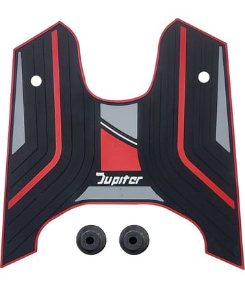 AUTOXYGEN Anti skid Scooter/Scooty Foot Mat Rubber Floor Mat Accessories for TVS Jupiter (Black & Orange)