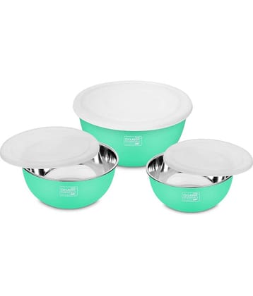 Classic Essentials Microwave Safe Bowls Steel Golden Yellow Food Container ( Set of 3 )