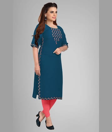 Kapadia - Teal Rayon Women's Straight Kurti ( Pack of 1 )