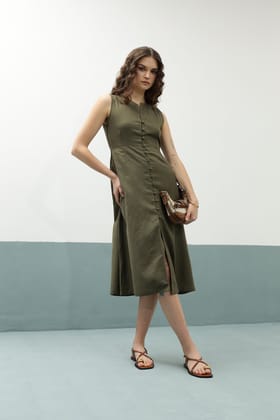 Lana Dress: Olive-XS
